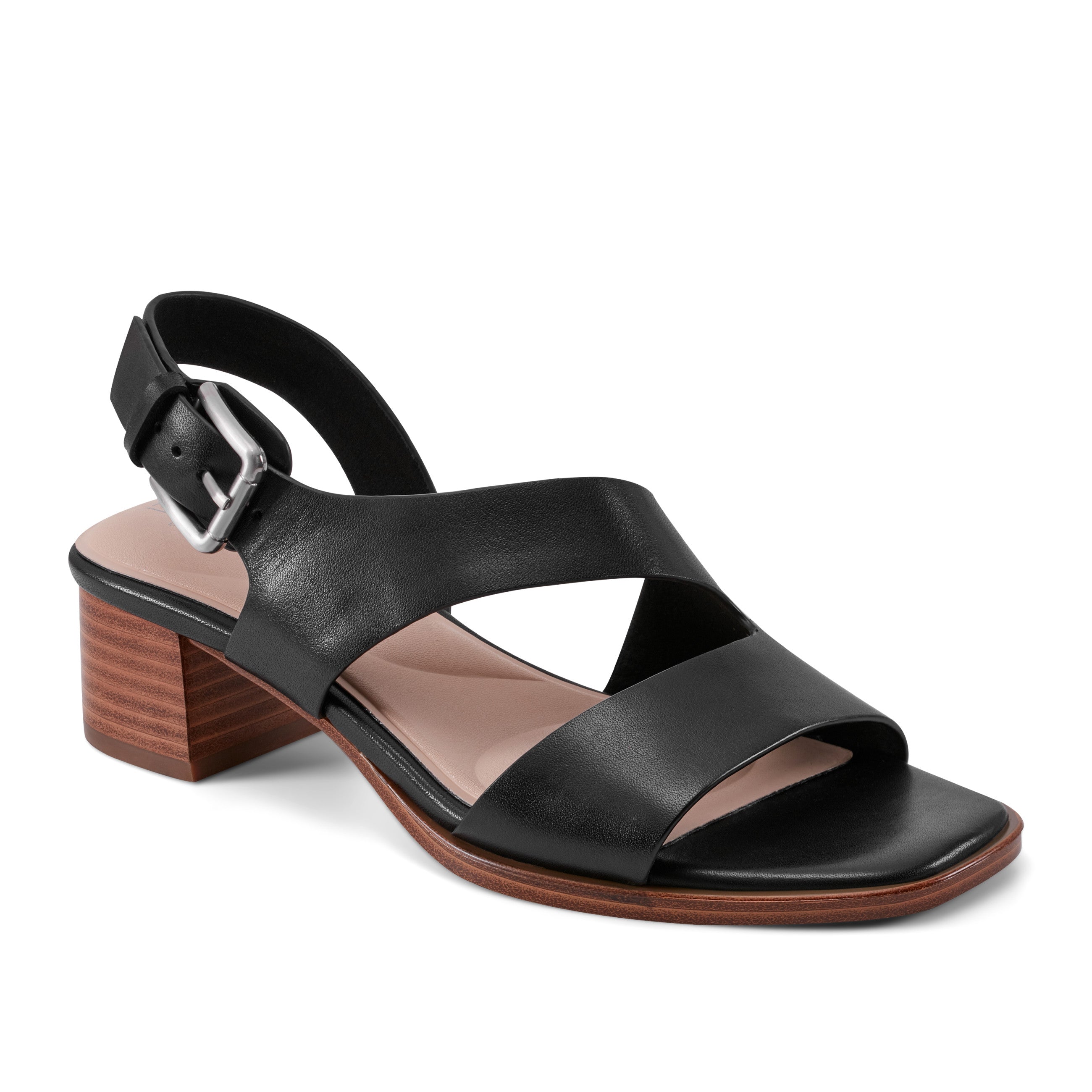 Women's Hennly Block Heel Square Toe Dress Sandals Black Rockport