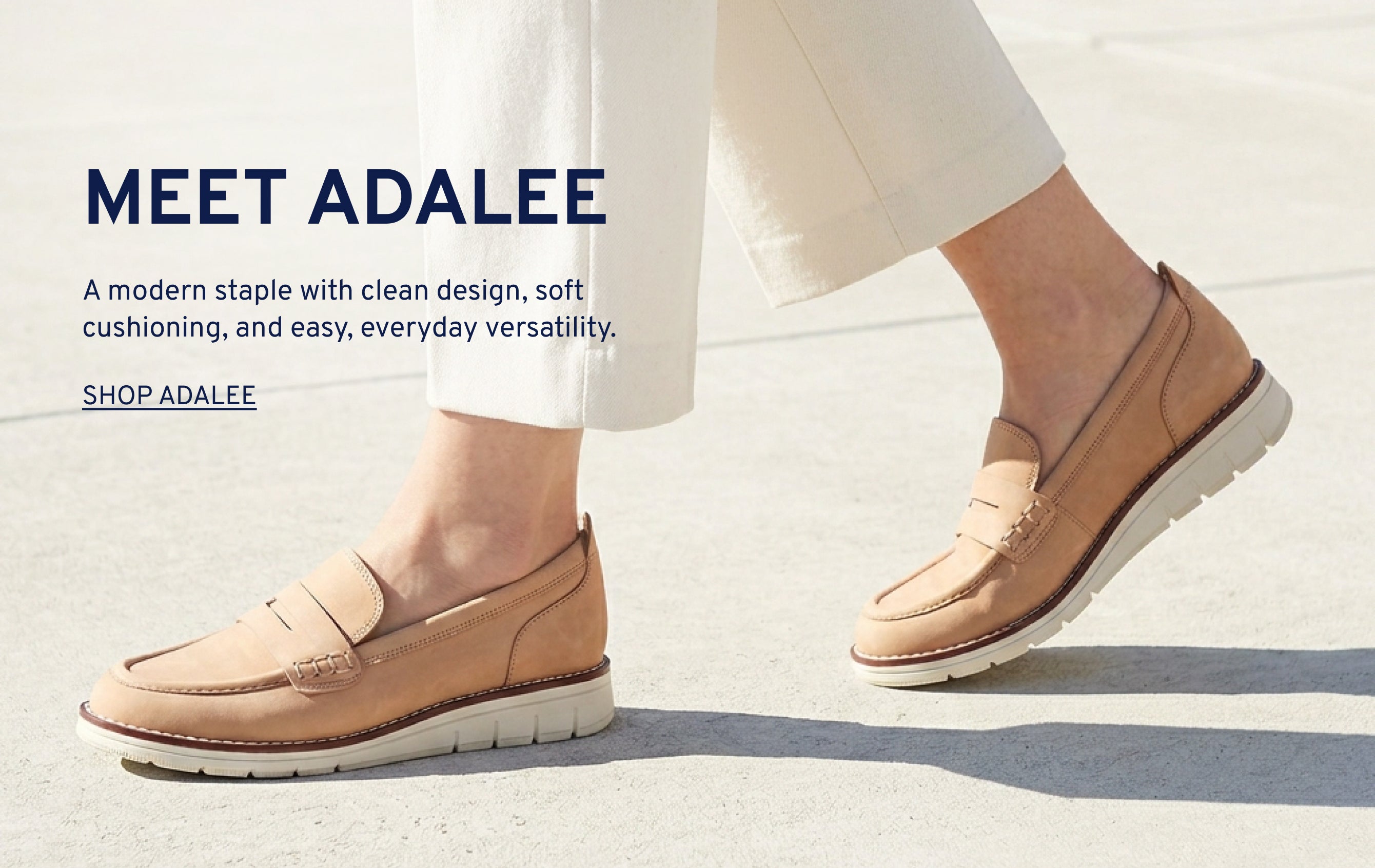 Editorial banner featuring Adalee Loafers