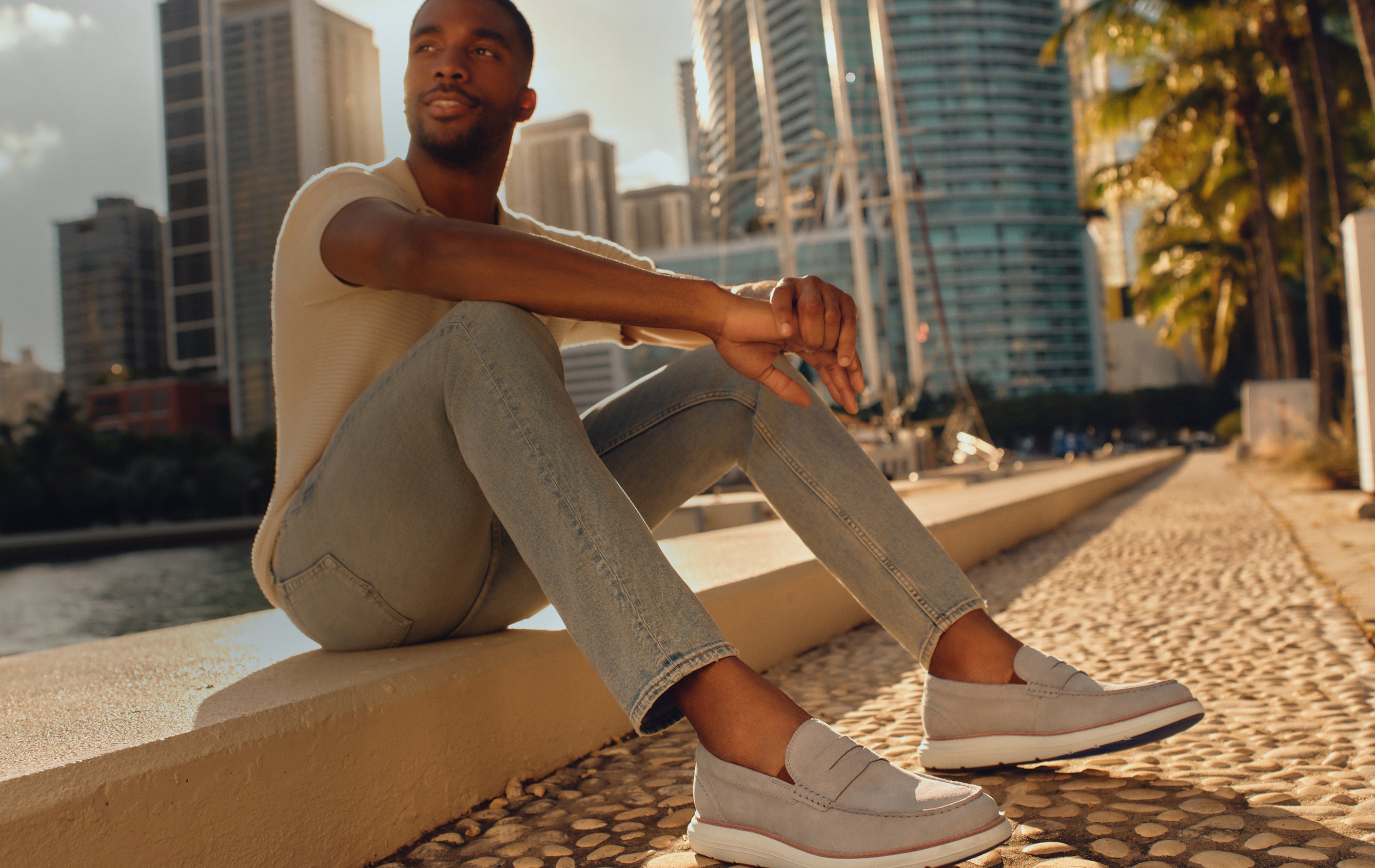 Editorial banner featuring Total Motion Cadwyn Loafers