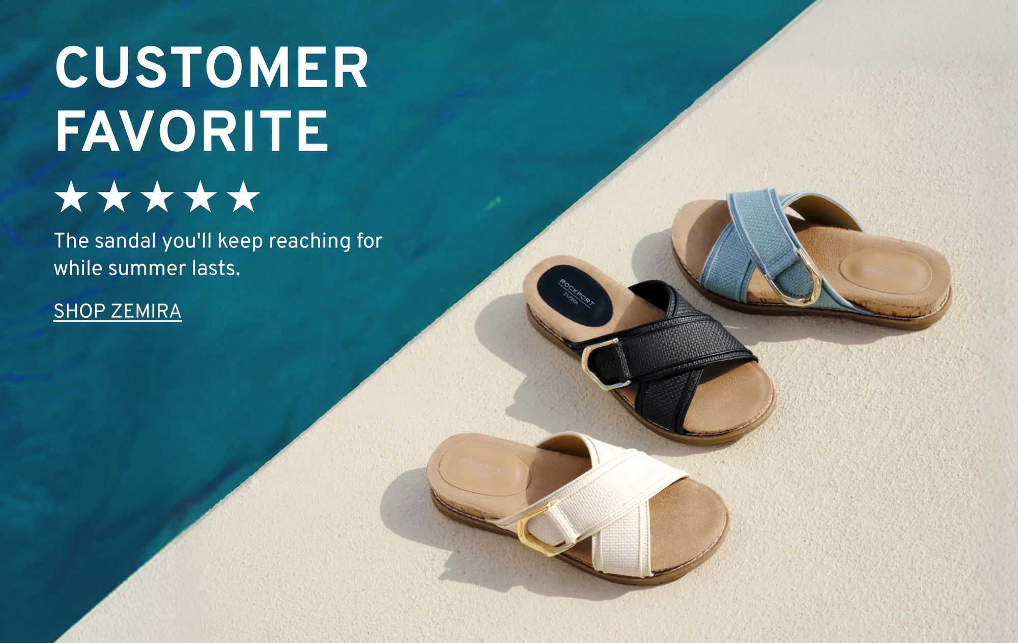 Editorial banner featuring Women's Zemira Slip-on Casual Sandals