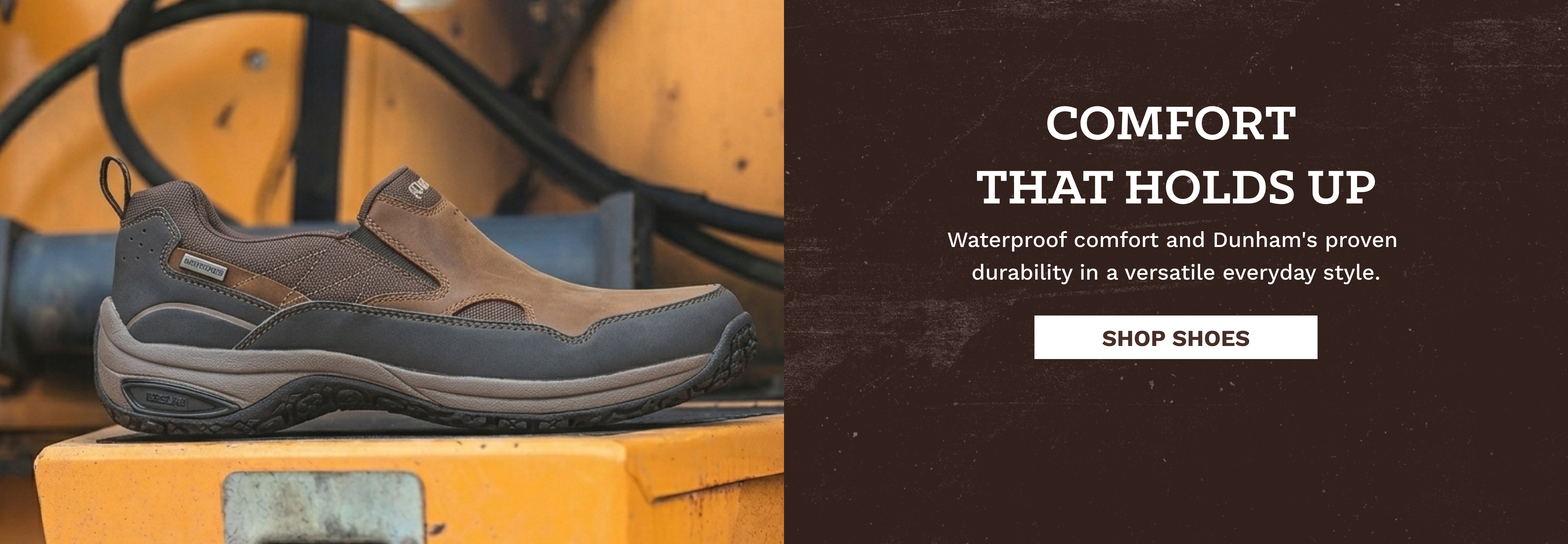 Editorial banner featuring Dunham shoes