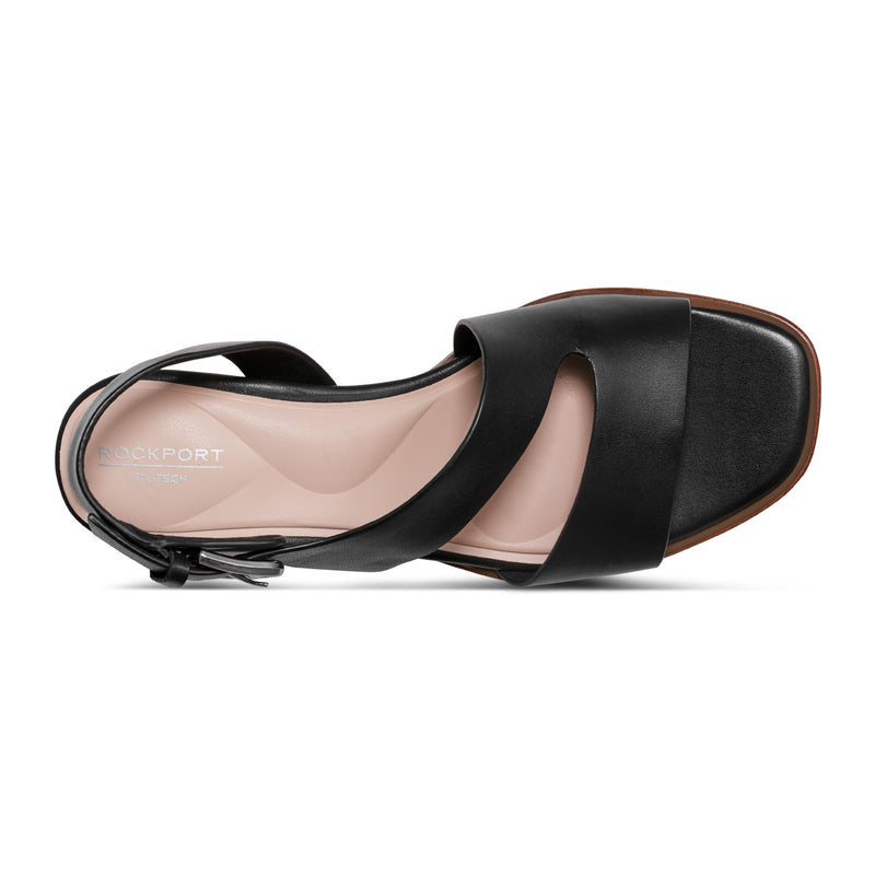 Women's Hennly Block Heel Square Toe Dress Sandals - Black | Rockport Women's Hennly Block Heel Square Toe Dress Sandals - Black | Rockport