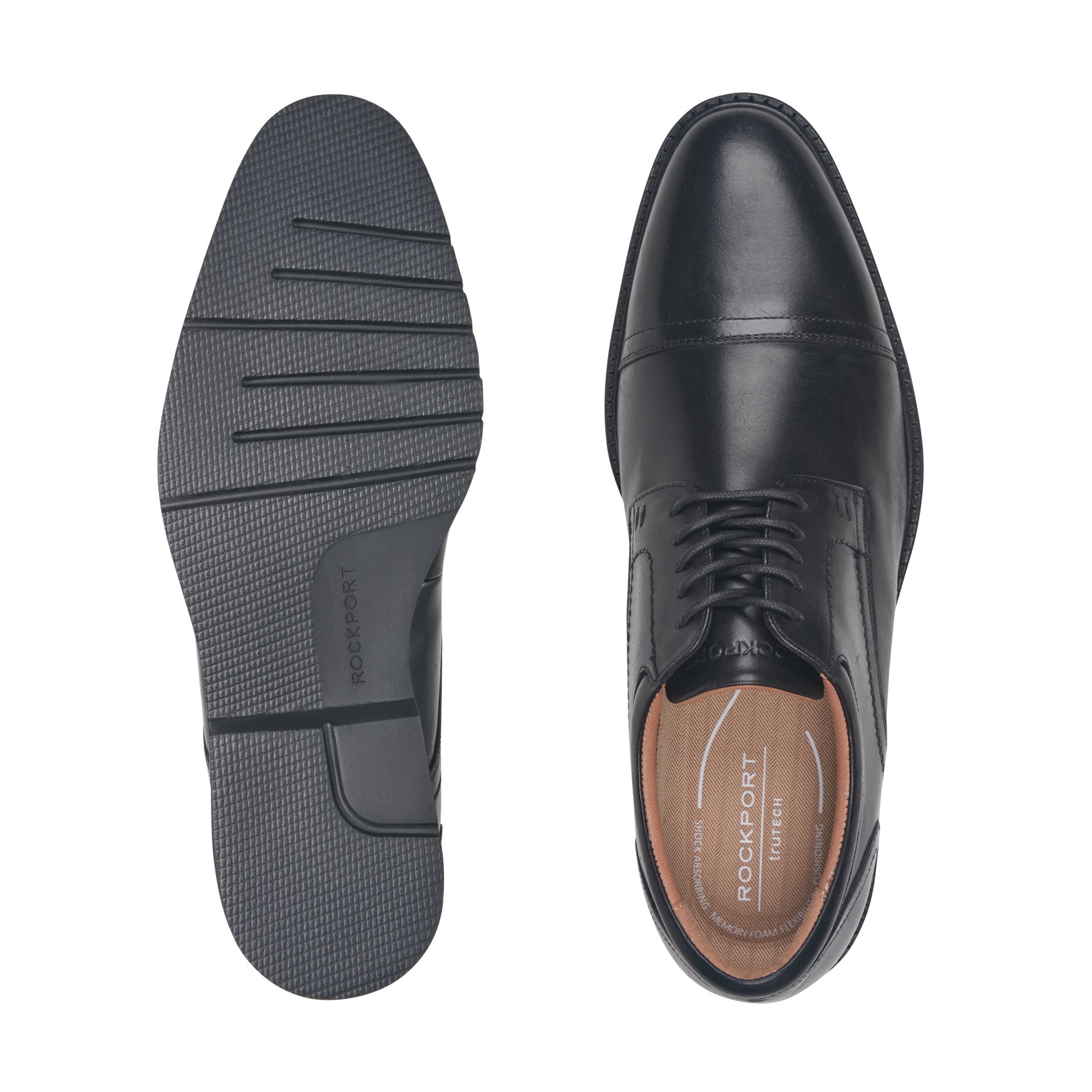 Men's Findlay Dress Lace-up Almond Toe Oxfords - Black Leather | Rockport Men's Findlay Dress Lace-up Almond Toe Oxfords - Black Leather | Rockport