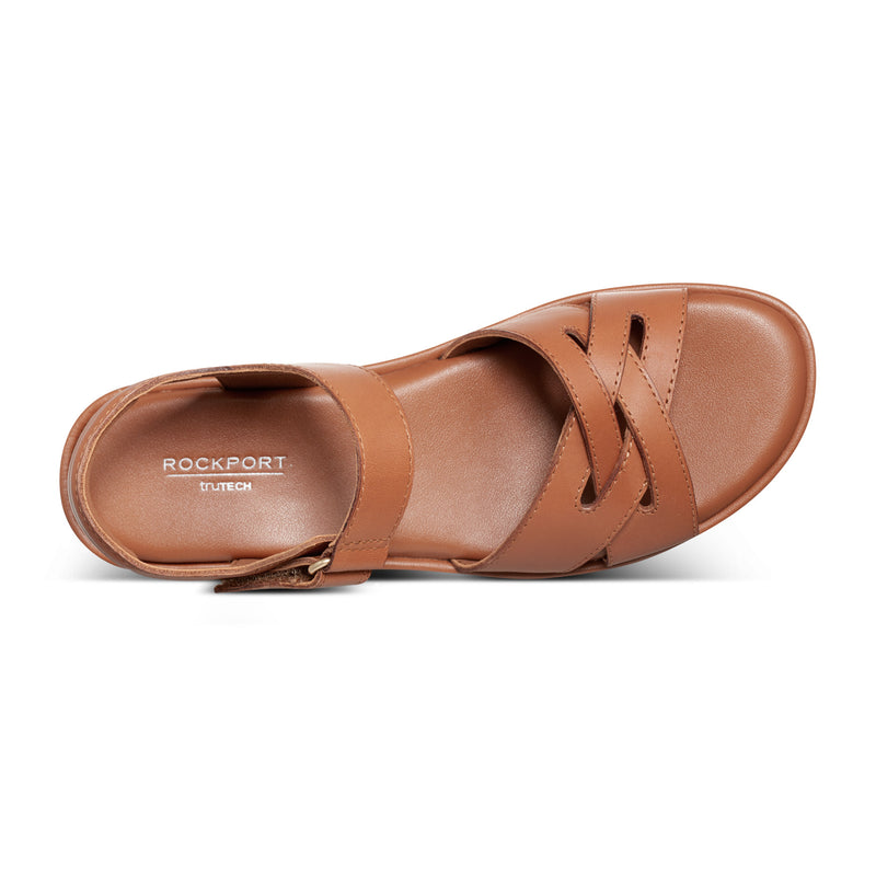 womens casual dress sandals Women's Amira Strappy Open Toe Casual Wedge Sandals - Medium Natural