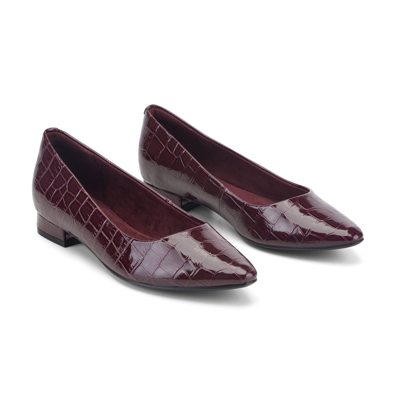 Women's Tessa Total Motion Pointy Toe Dress Flats - Dark Red Croco Patent Women's Tessa Total Motion Pointy Toe Dress Flats - Dark Red Croco Patent