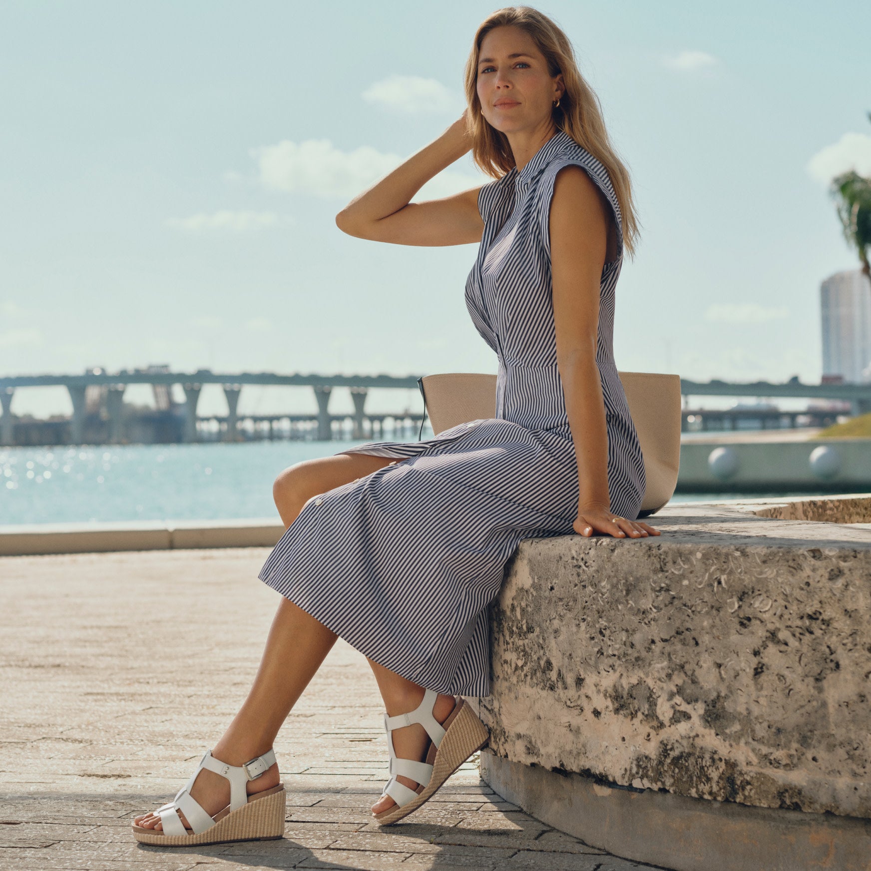 Women's Belle Casual Wedge Sandals - Ivory Leather | Rockport Women's Belle Casual Wedge Sandals - Ivory Leather | Rockport