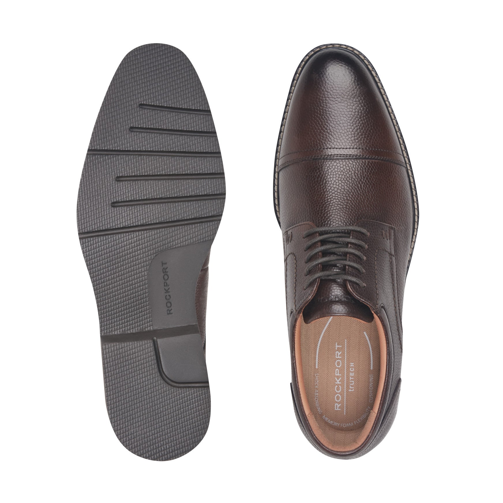 Men's Findlay Dress Lace-up Almond Toe Oxfords - Dark Brown Leather | Rockport Men's Findlay Dress Lace-up Almond Toe Oxfords - Dark Brown Leather | Rockport