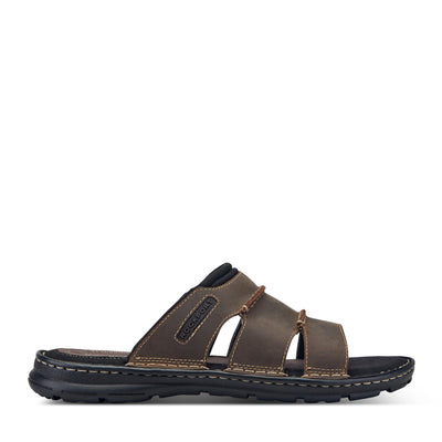 NWT ROCKPORT Mens Brown Darwyn Open Slip On Leather Slide Sandals Shoes 7.5 W Rockport Men main image 4