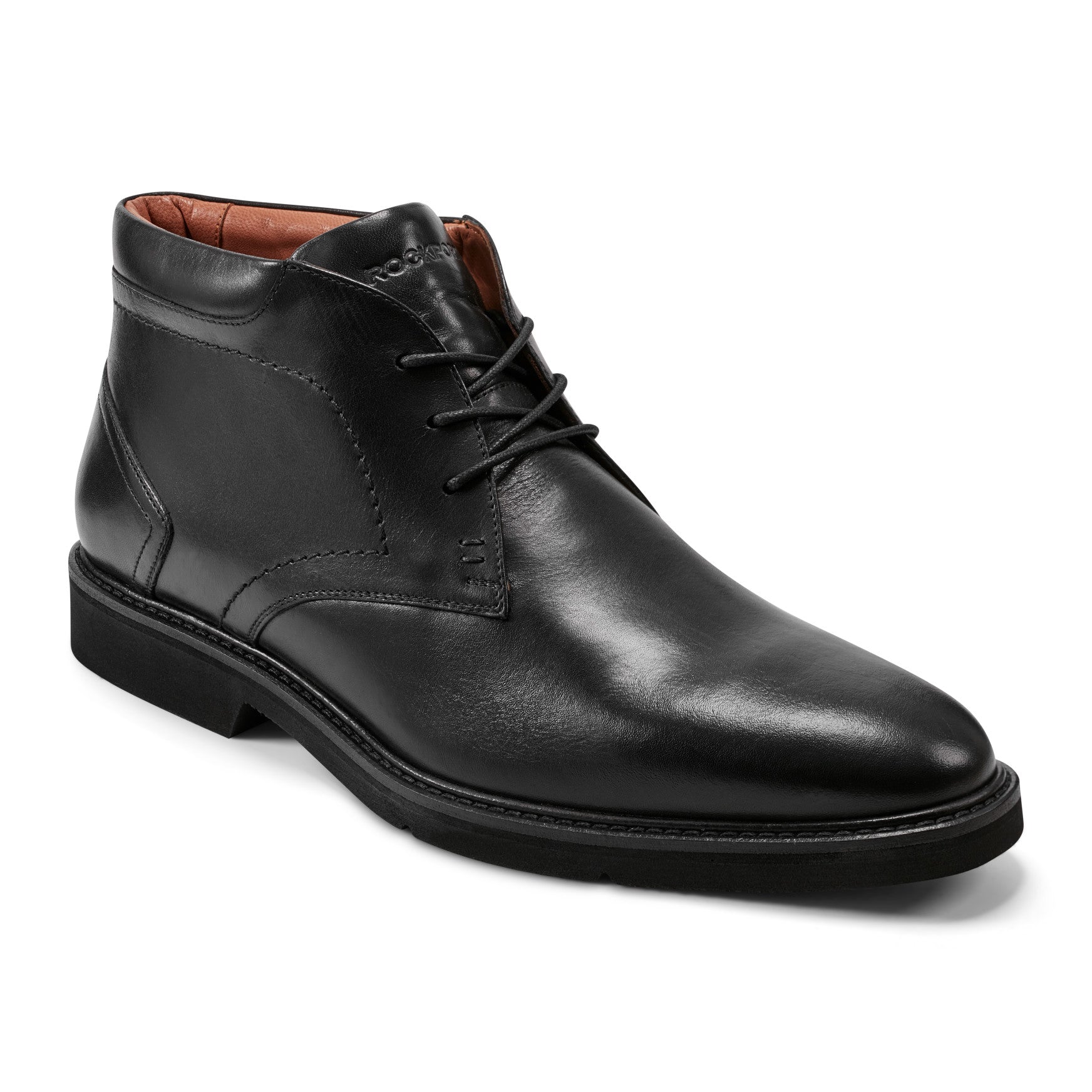 Men's Flynn Lace-up Almond Toe Casual Boots - Black Leather