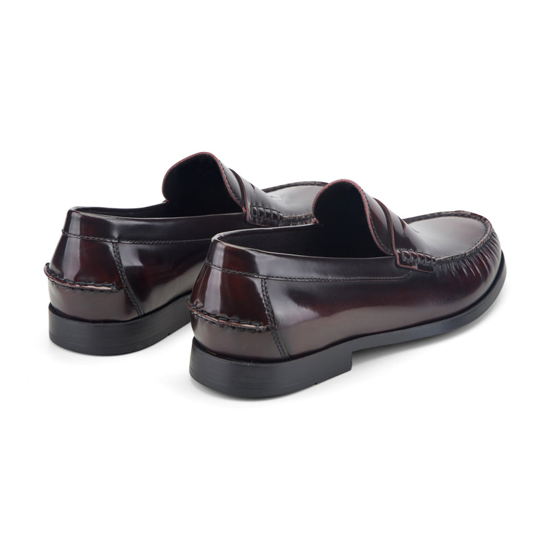 mens burgundy dress loafers Men's Burgundy Apron-Toe Pebbled Leather Tassel Loafers Langley US 7.5 / Burgundy / D