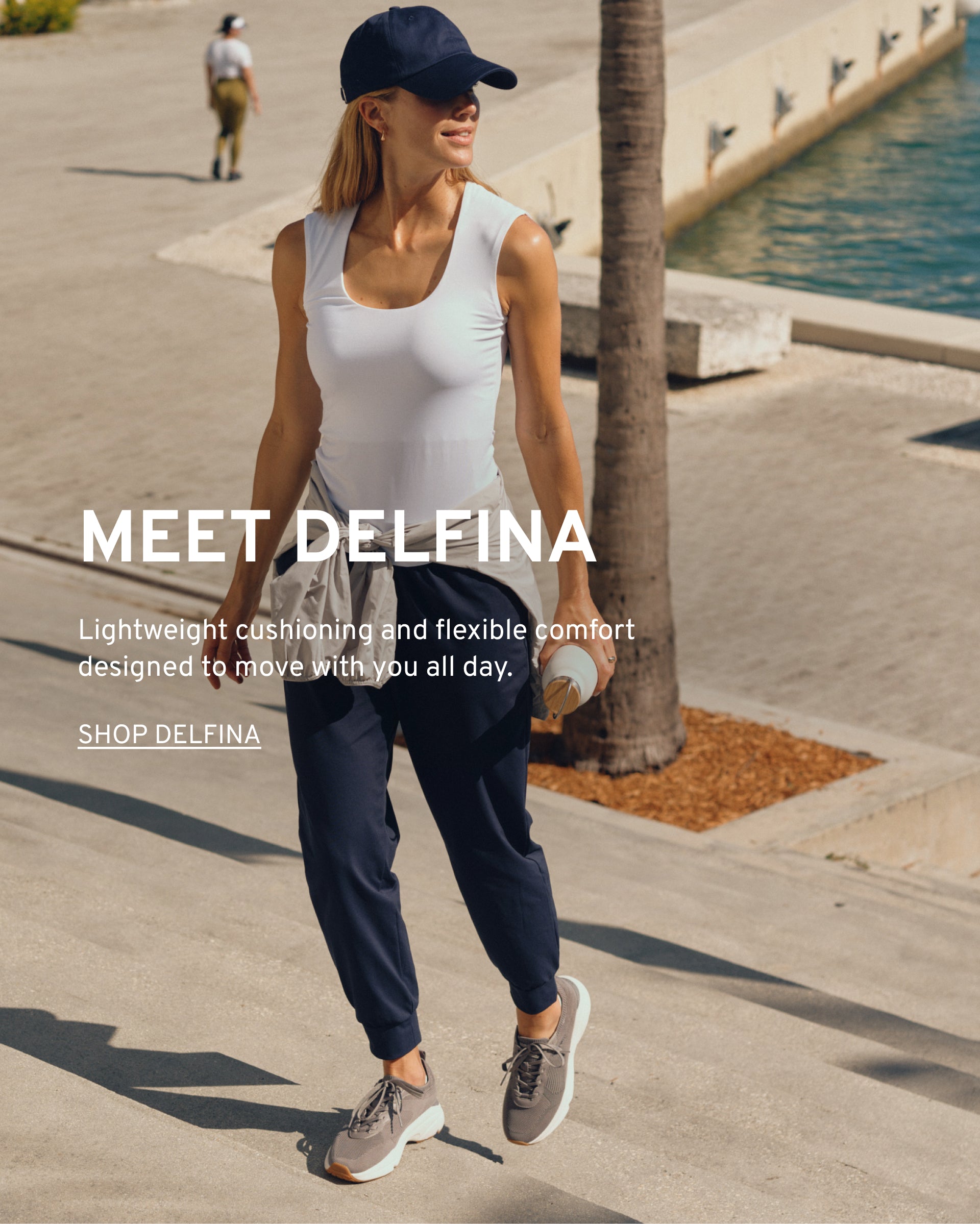 Editorial banner featuring Prowalker Delfina Lace Up Sneakers