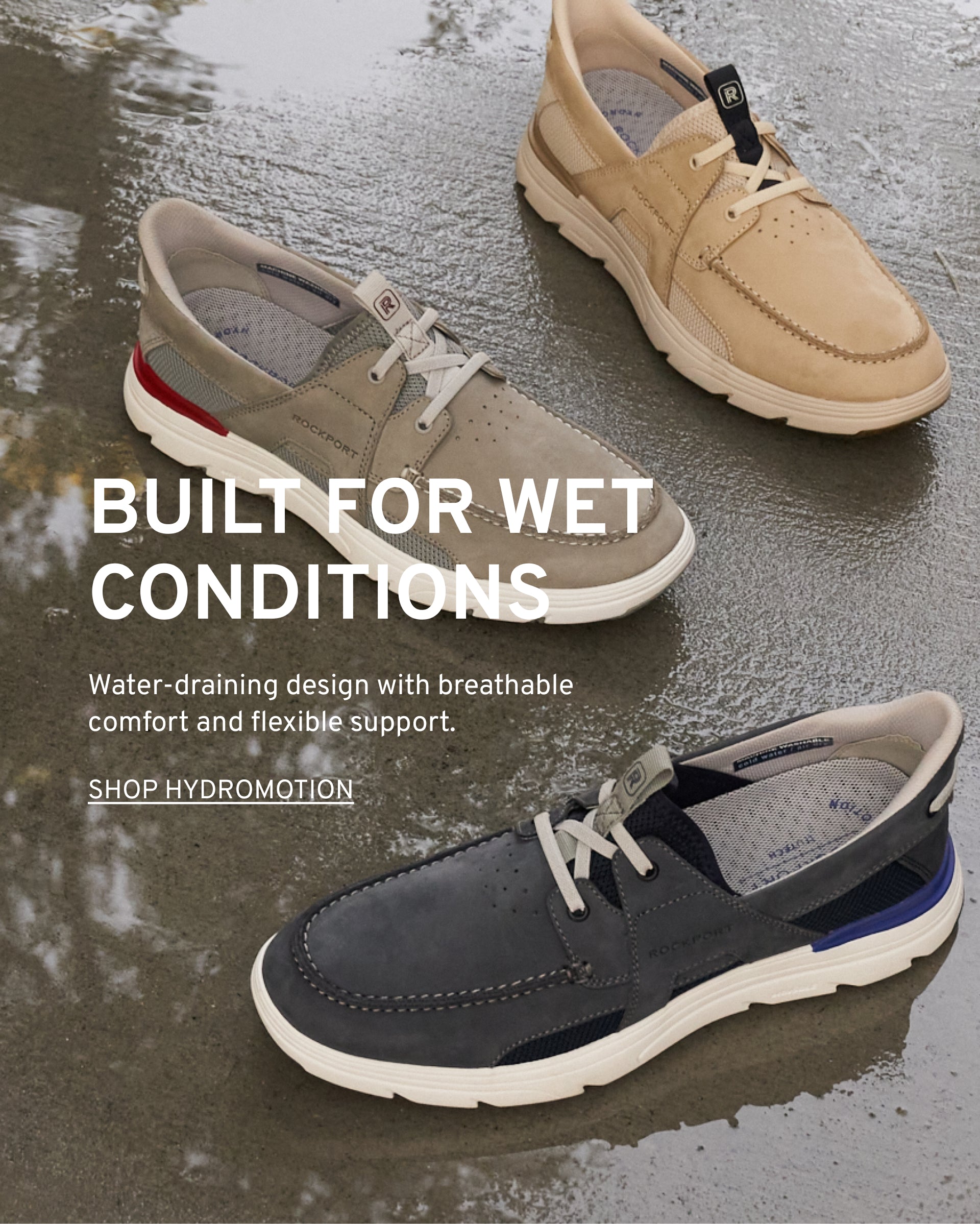 Editorial banner featuring styles from men's hydromotion collection