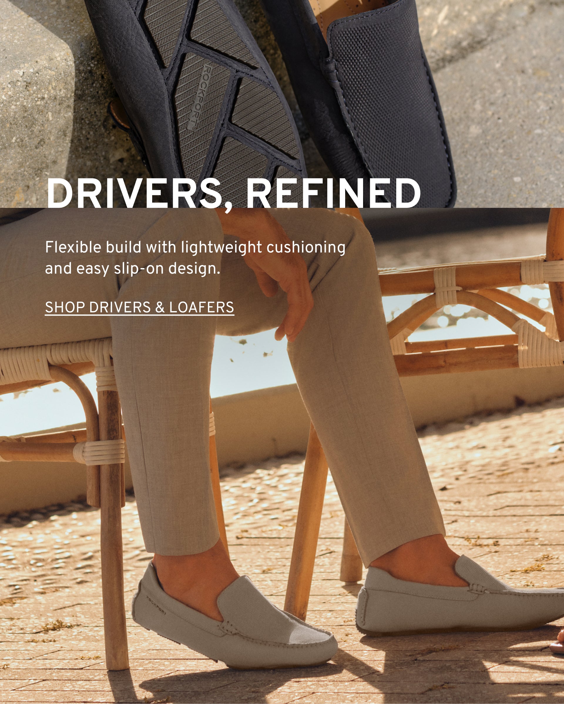 Editorial banner featuring Men's Rodger Loafers