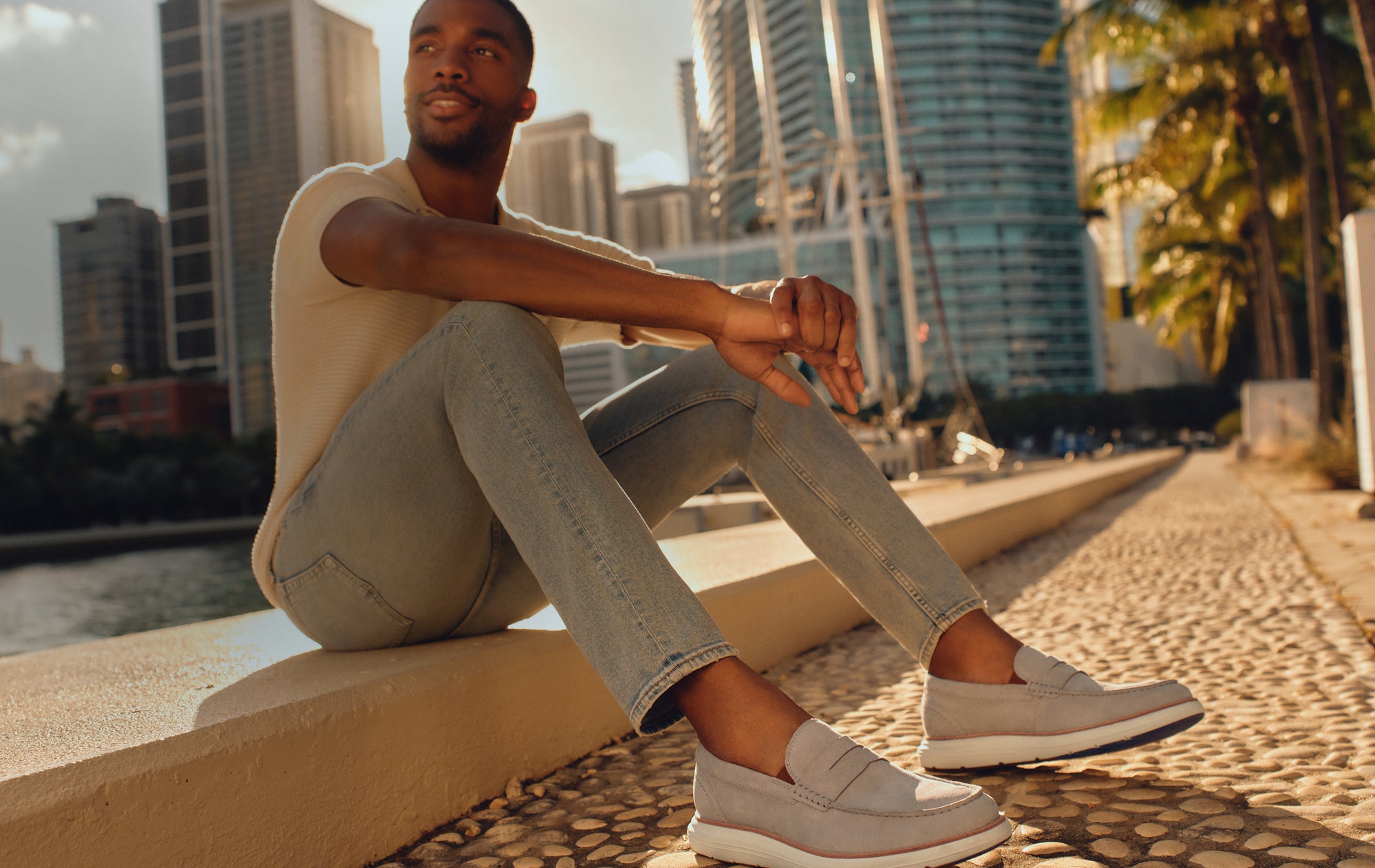 Editorial banner featuring Total Motion Cadwyn Loafers