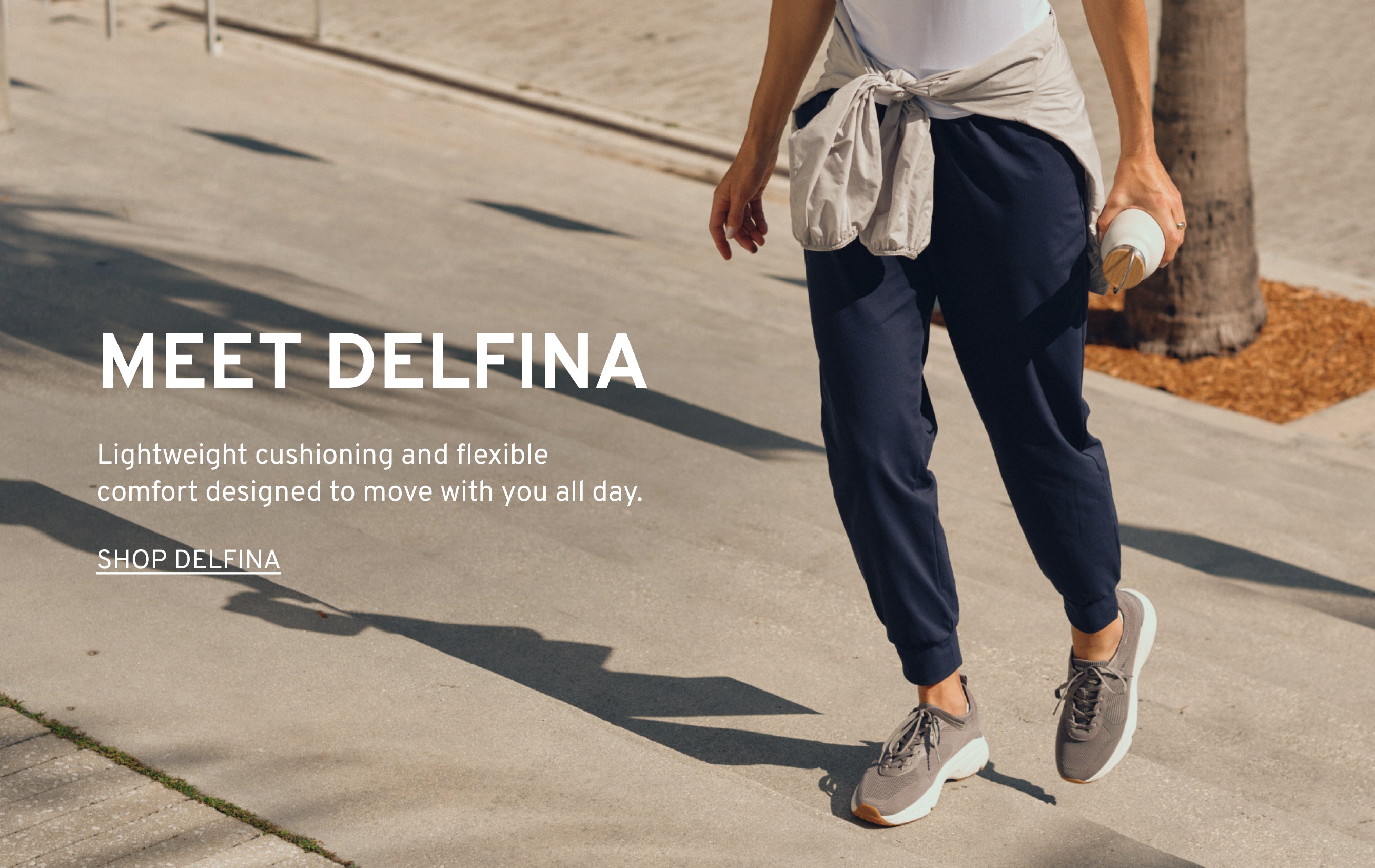 Editorial banner featuring Prowalker Delfina Lace Up Sneakers