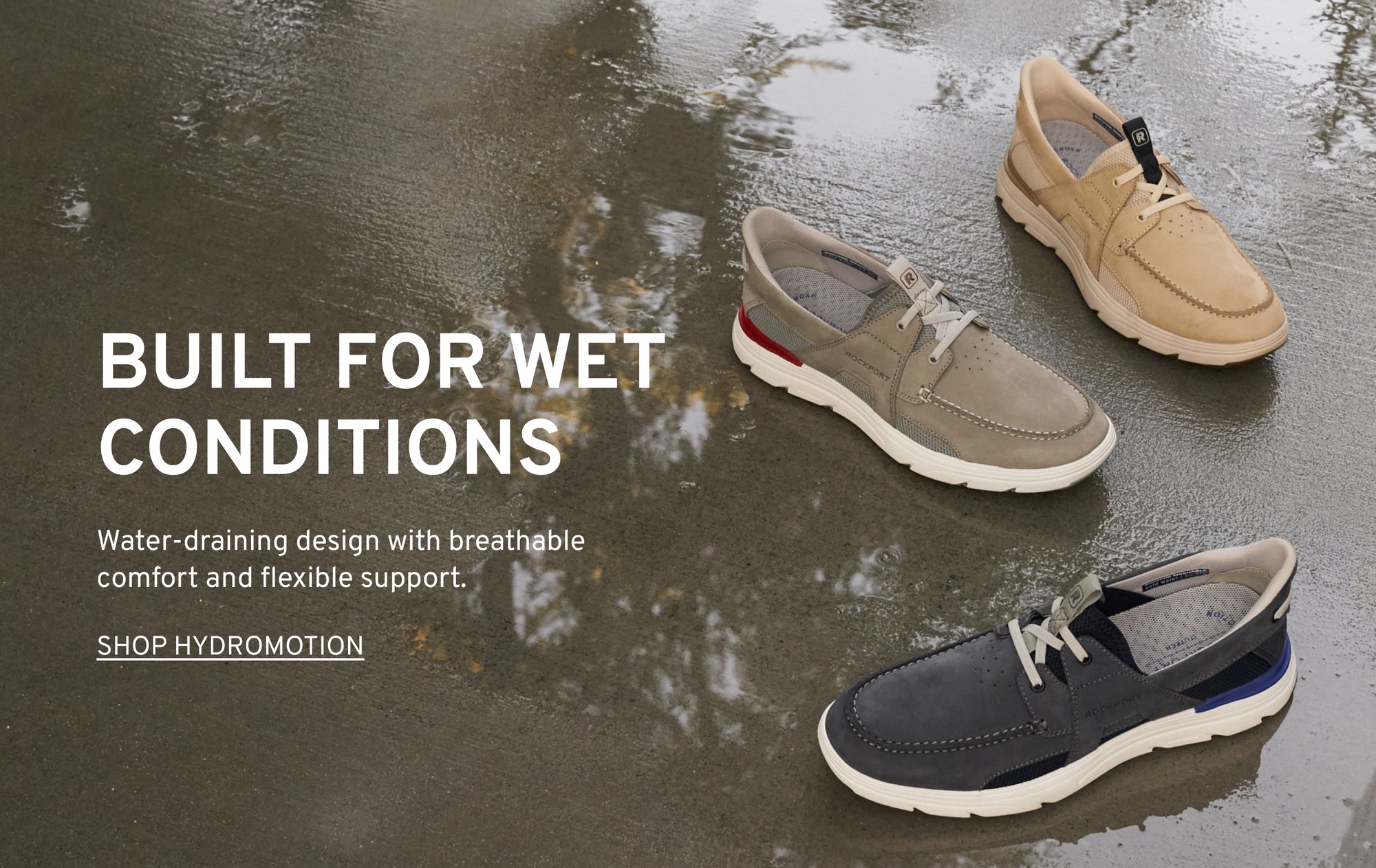 Editorial banner featuring styles from men's hydromotion collection
