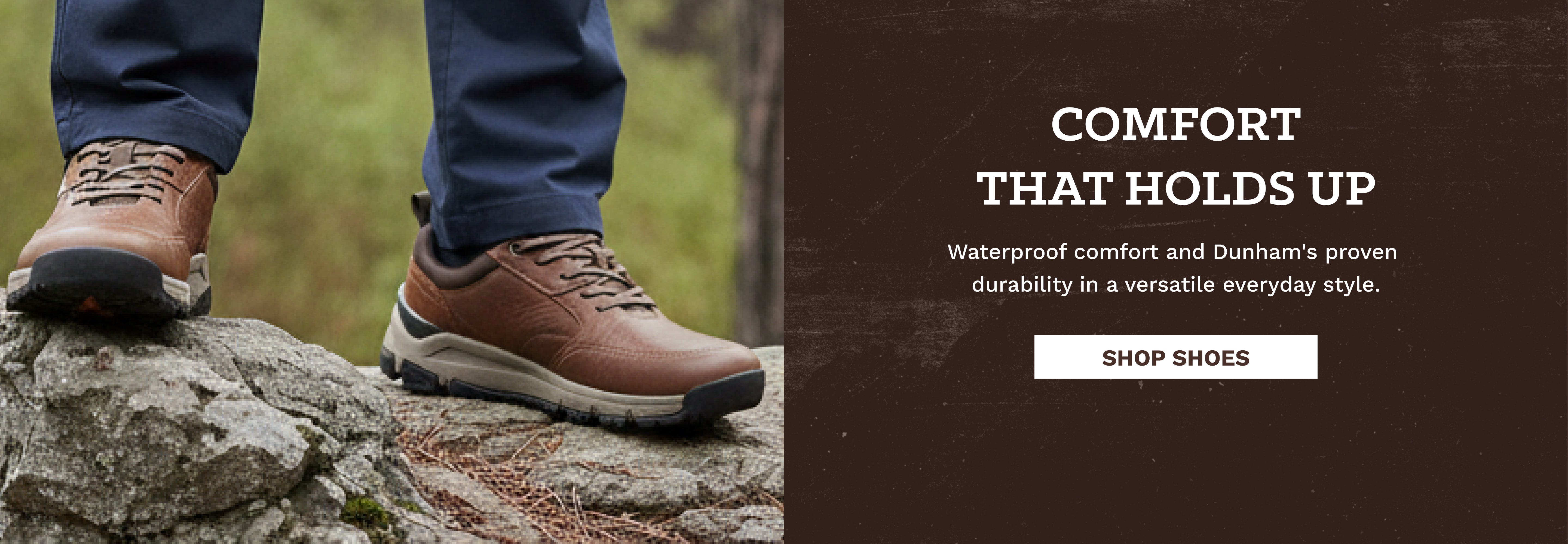 Editorial banner featuring Dunham Shoes