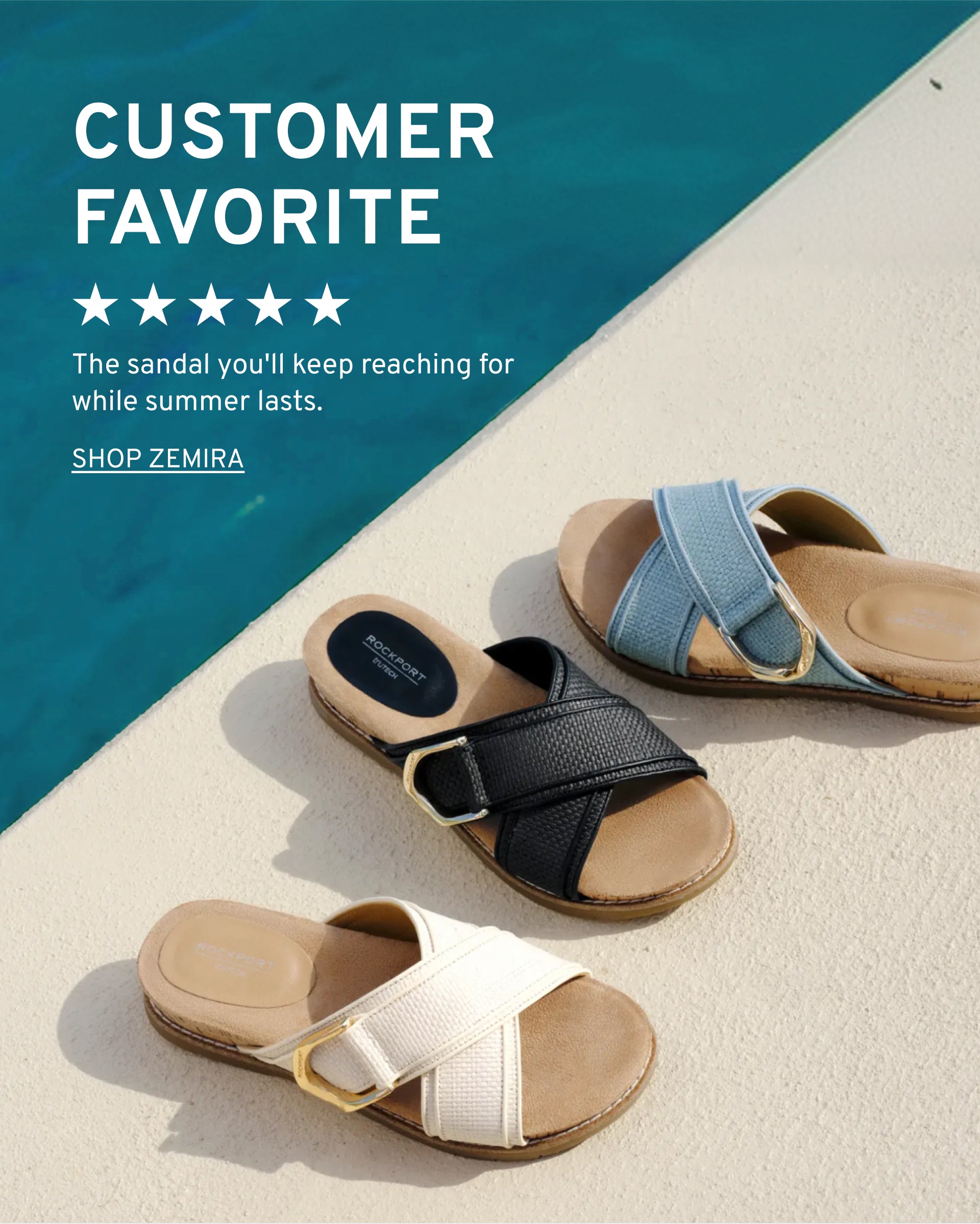 Editorial banner featuring Women's Zemira Slip-on Casual Sandals