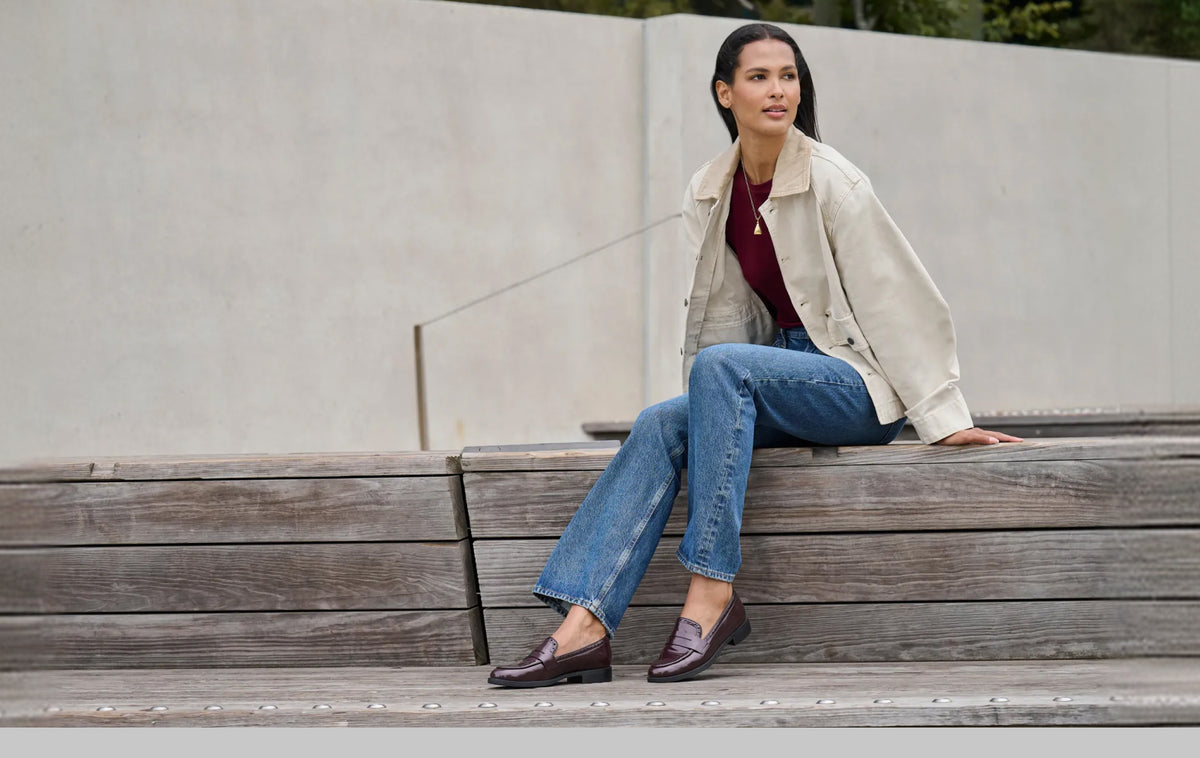 Editorial banner featuring Women's Vianna Penny Loafers