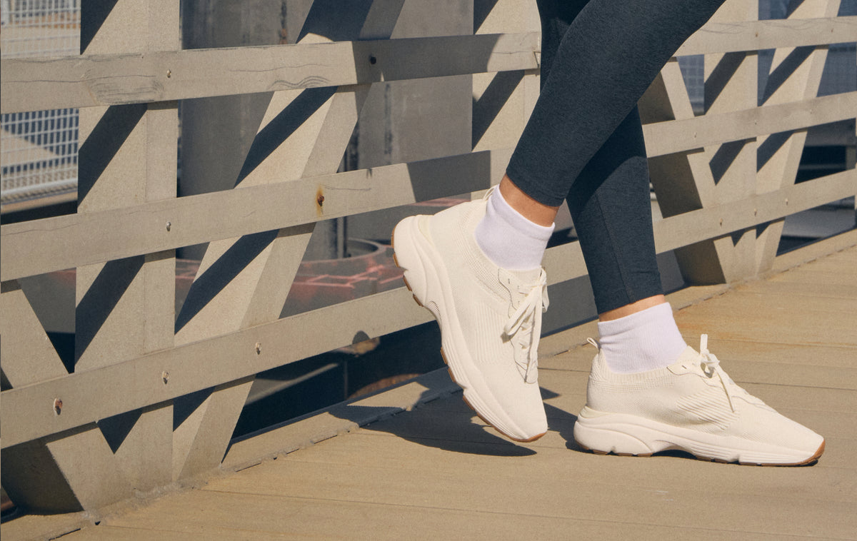 Editorial banner featuring Women's Delfina Lace-up Casual Sneakers