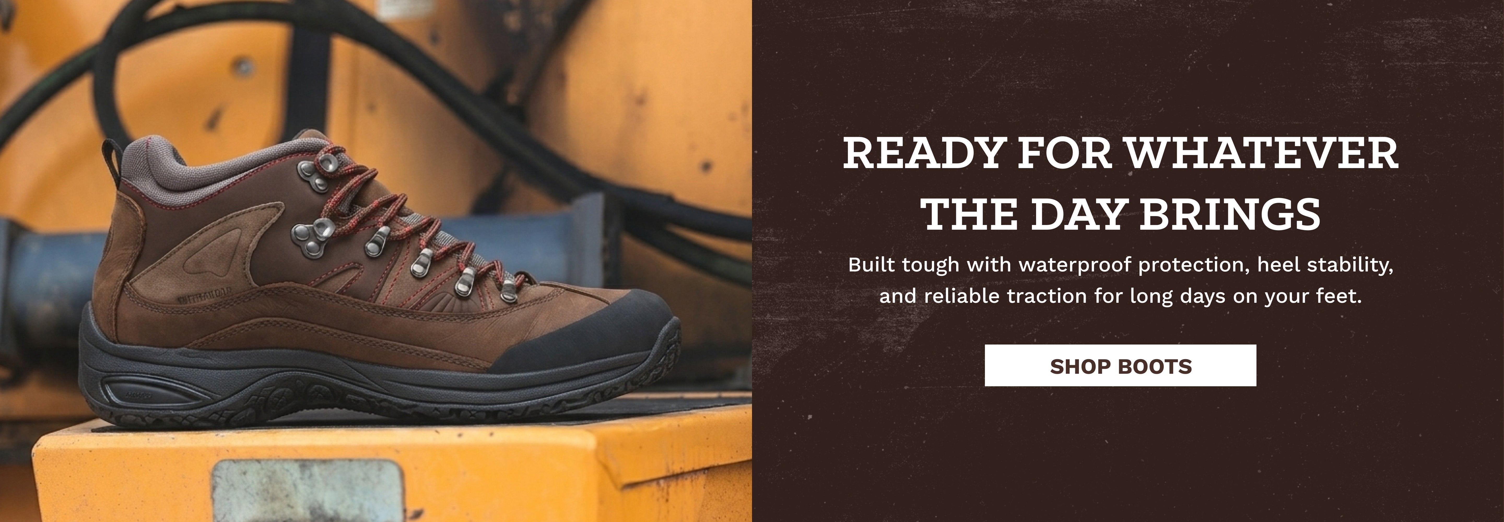 Editorial banner featuring Dunham boots