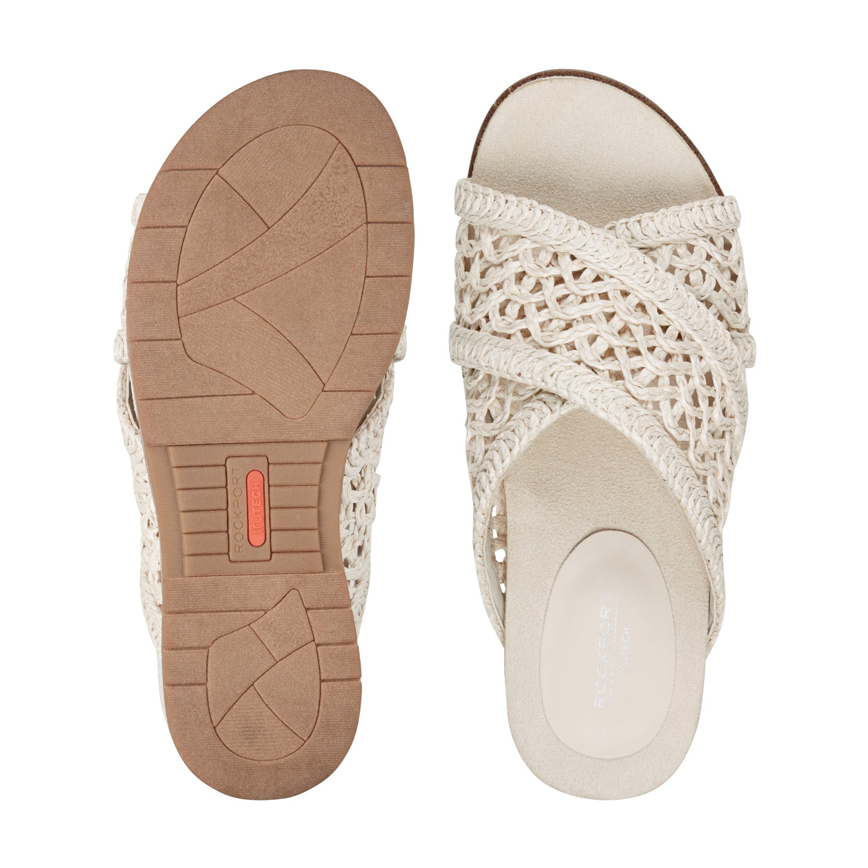 donmama Women's Zora Open Toe Slip-on Flat Casual Sandals - Ivory | Rockport