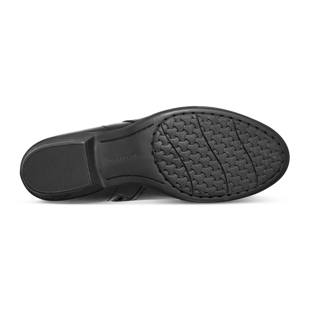 4680 Postcode Women's Carly Side Zip Casual Ankle Booties - Black Leather | Rockport