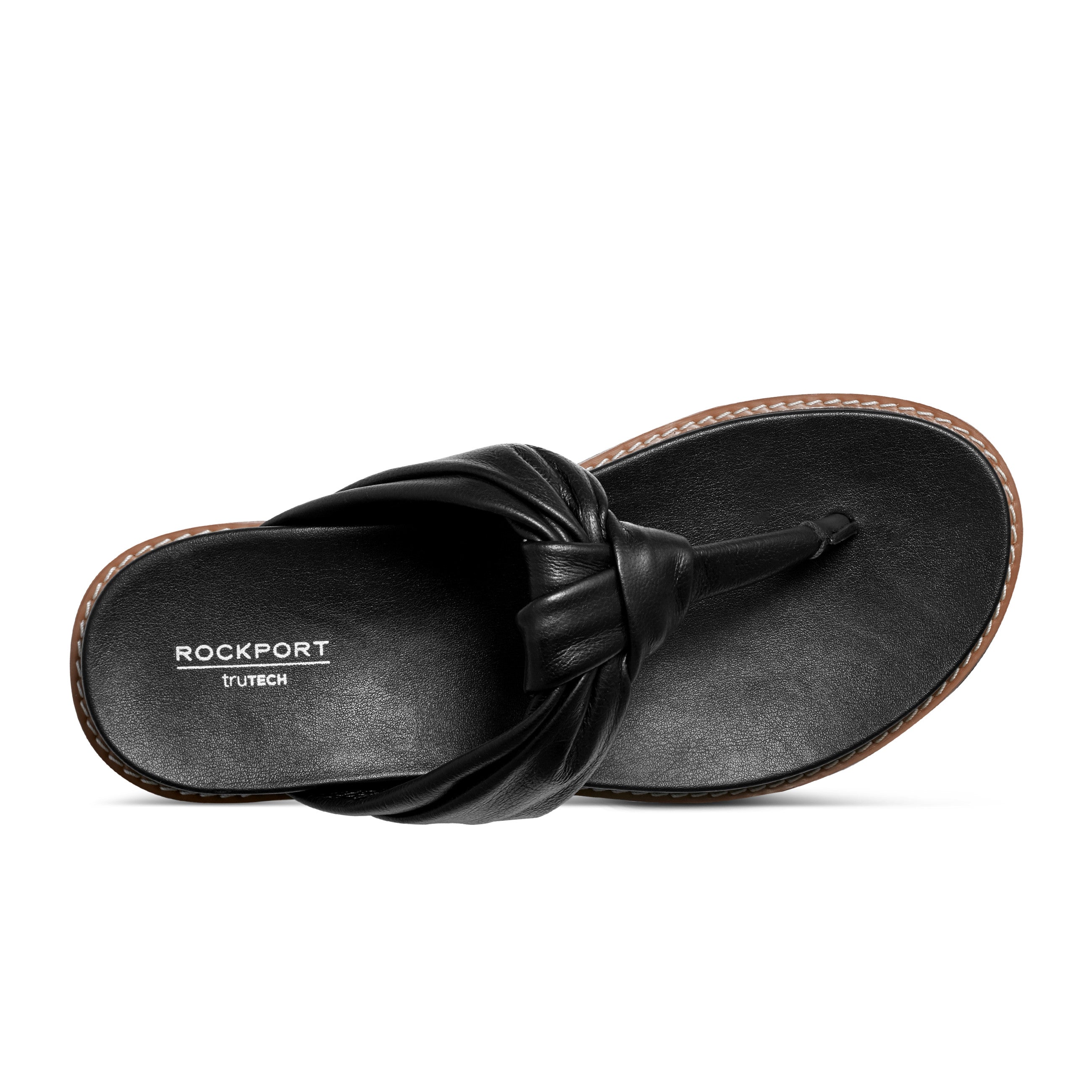 Women's Osarra Open Toe Thong Casual Flat Sandals Black Rockport
