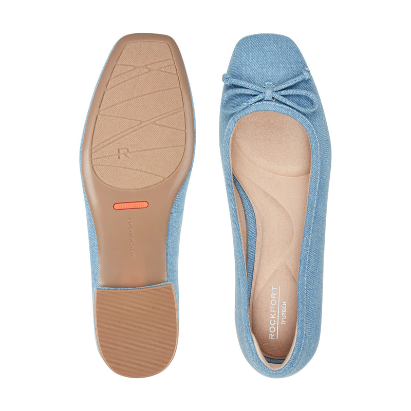 Women's Sadie Square Toe Slip-on Ballet Dress Flats - Blue Denim