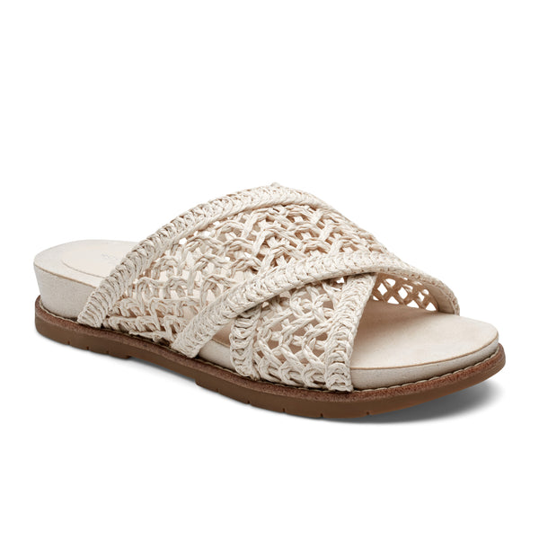 santosh♡ Women's Zora Open Toe Slip-on Flat Casual Sandals - White | Rockport