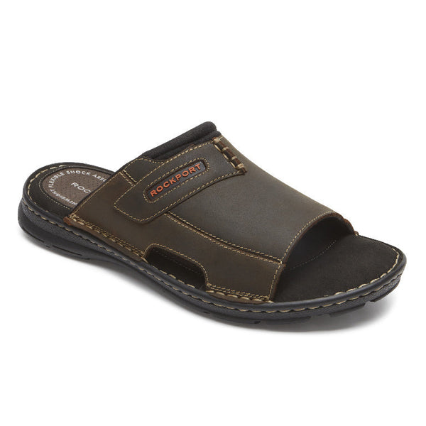 Rockport Darwyn Sandals Men’s 13W Dark Brown Leather Comfort Slides Men main image 3